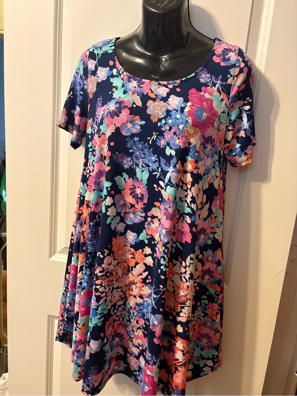 Floral Swing Dress in Navy and Pink